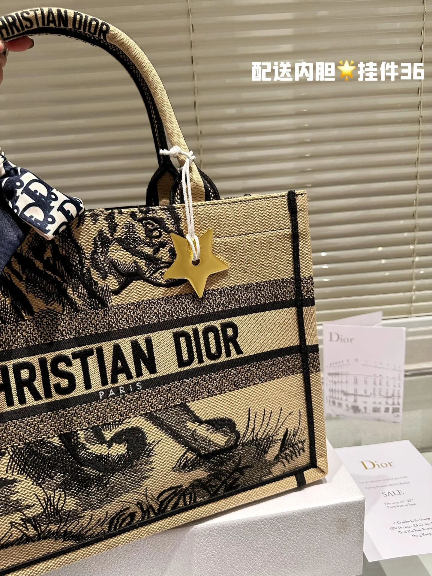 Dior 3D embossment book tote bag size: 42cm /36cm - LITELUX