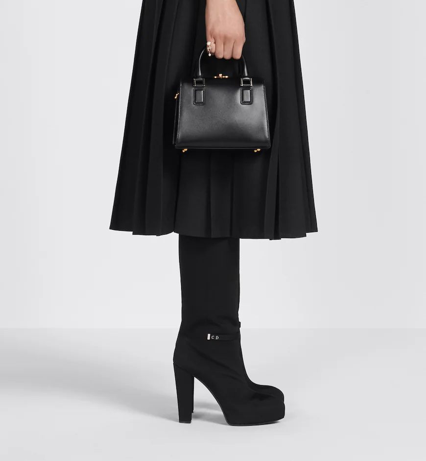 DIOR / SMALL BOSTON BAG Black Box Calfskin M8671UBEQ_M900 - LITELUX