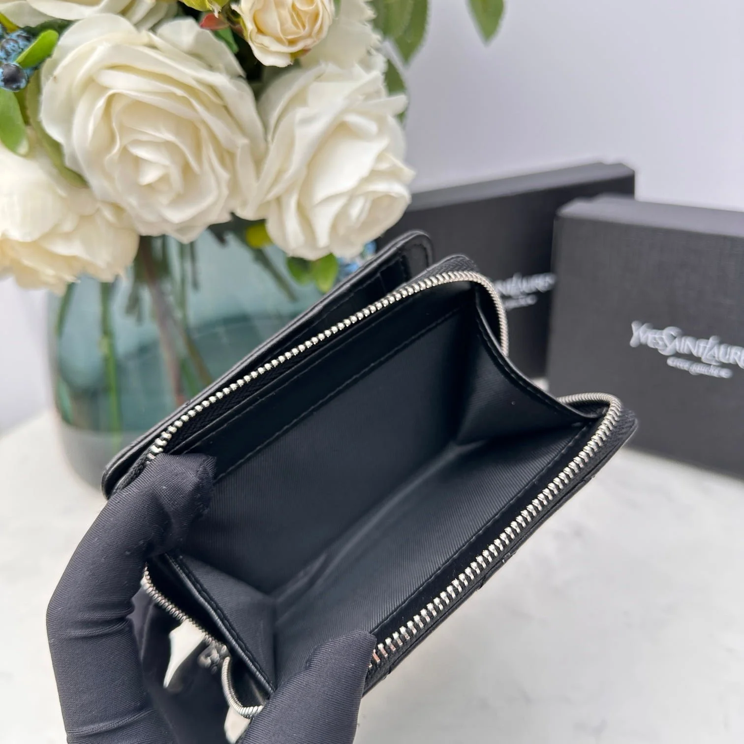 YSL SLP short round zipper money clip wallet 1890 size:12*10*3CM - LITELUX