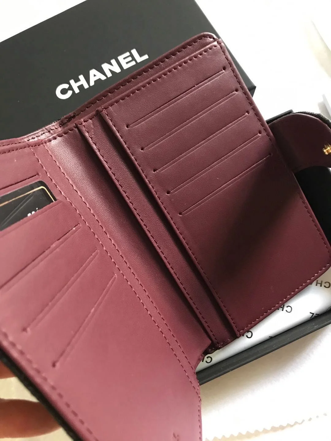 Chanel sheepskin wallet with gold and sliver hardware 50073 size: 15*10cm - LITELUX