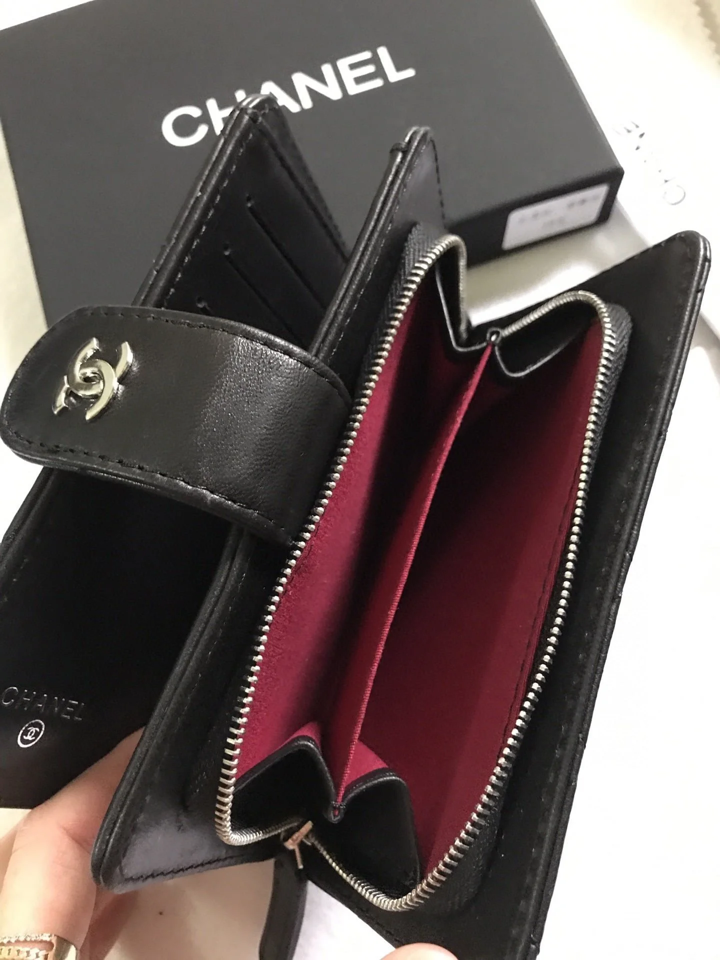Chanel sheepskin wallet with gold and sliver hardware 50073 size: 15*10cm - LITELUX