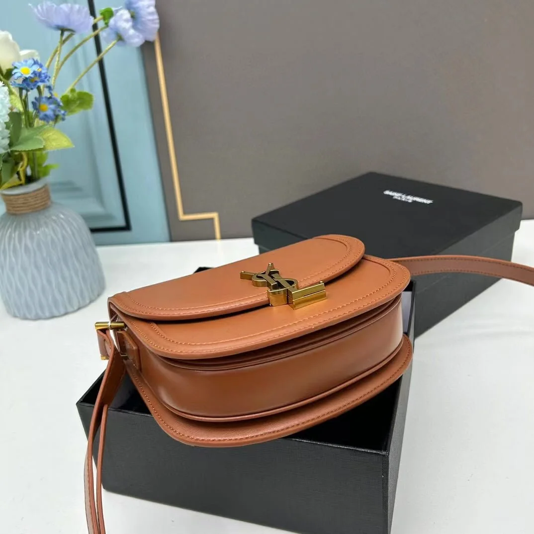 YSL saddle cowhide leather shoulder bag 0233 brown size: 19*16*6cm - LITELUX