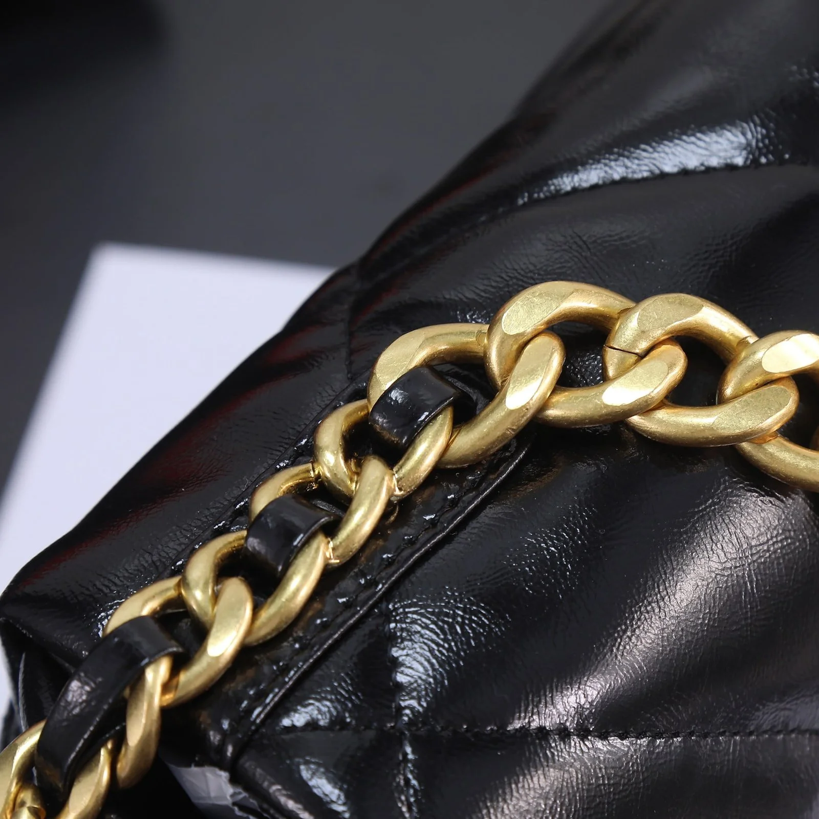 Chanel black oil wax leather Chain crossbody bag Size:26cm - LITELUX