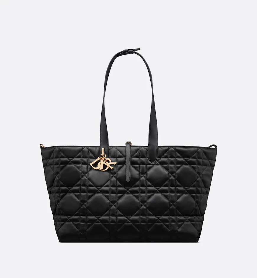 DIOR / LARGE DIOR TOUJOURS BAG Black Macrocannage Calfskin M2820OSHJ_M900 - LITELUX