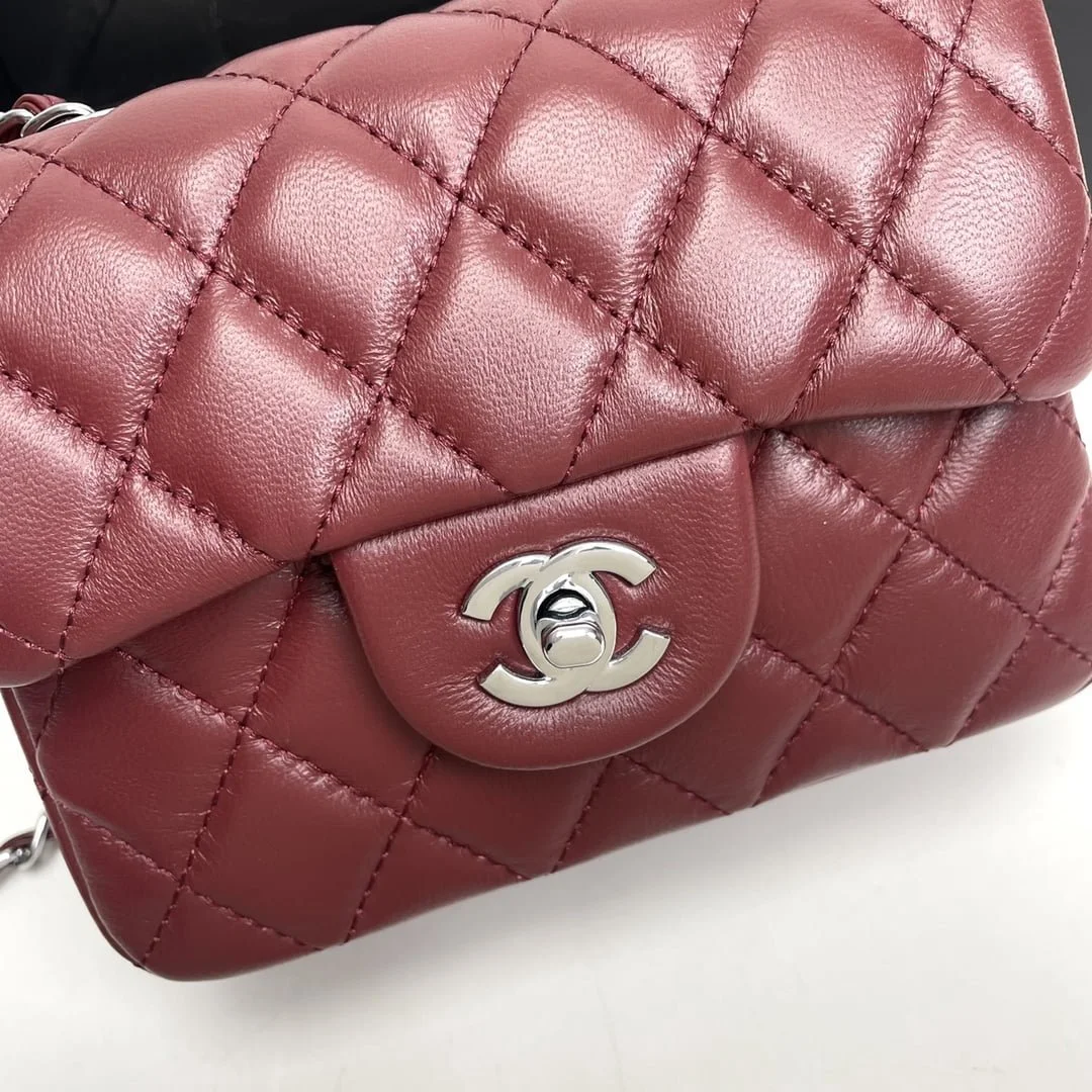 Chanel cf Square Fat 1115 sheepskin leather red size: 18*14*7cm - LITELUX
