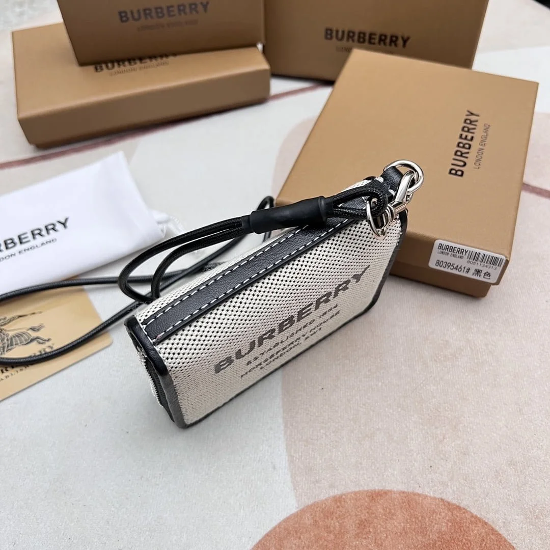 Burberry Logo-printed leather zipper money clip wallet size: 11 * 8.5cm - LITELUX