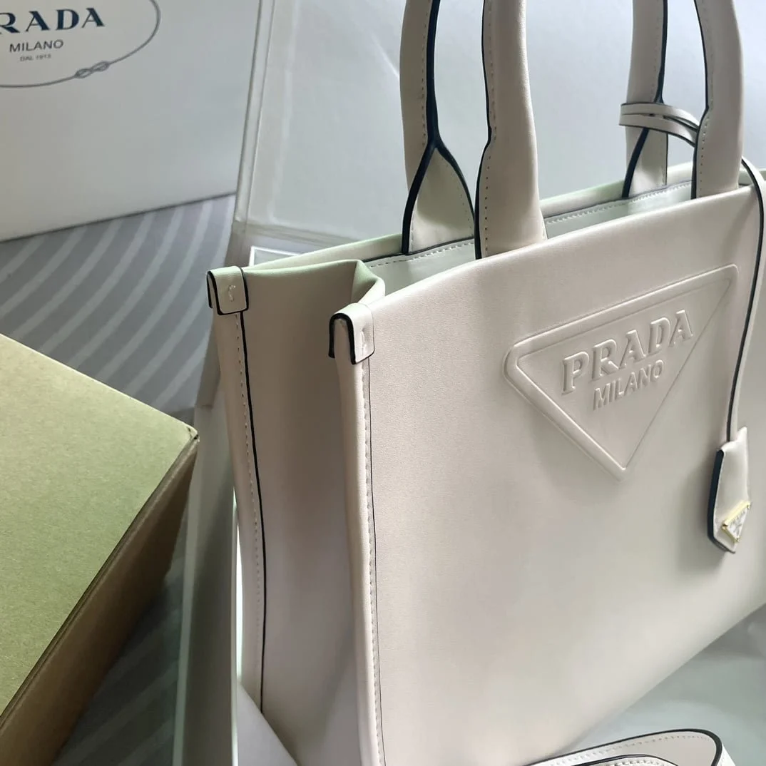 Prada cowhide Saffiano tote bag with leather strap white 1BA270 size: 33*25*11cm - LITELUX