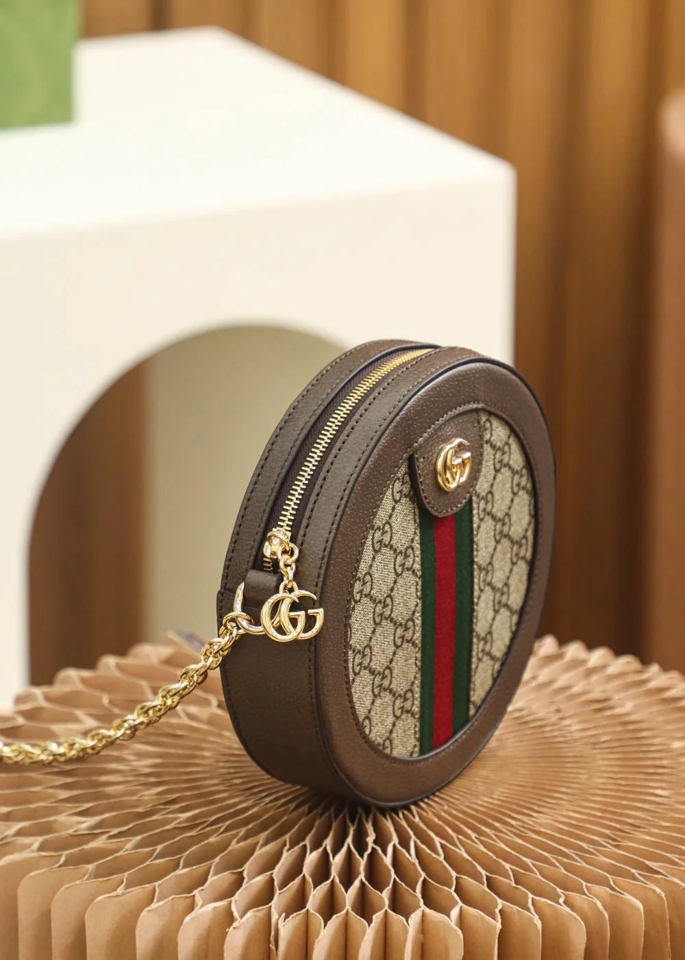 GUCCI / GG OPHIDIA GG Round bag size: 18*18*4.5cm - LITELUX