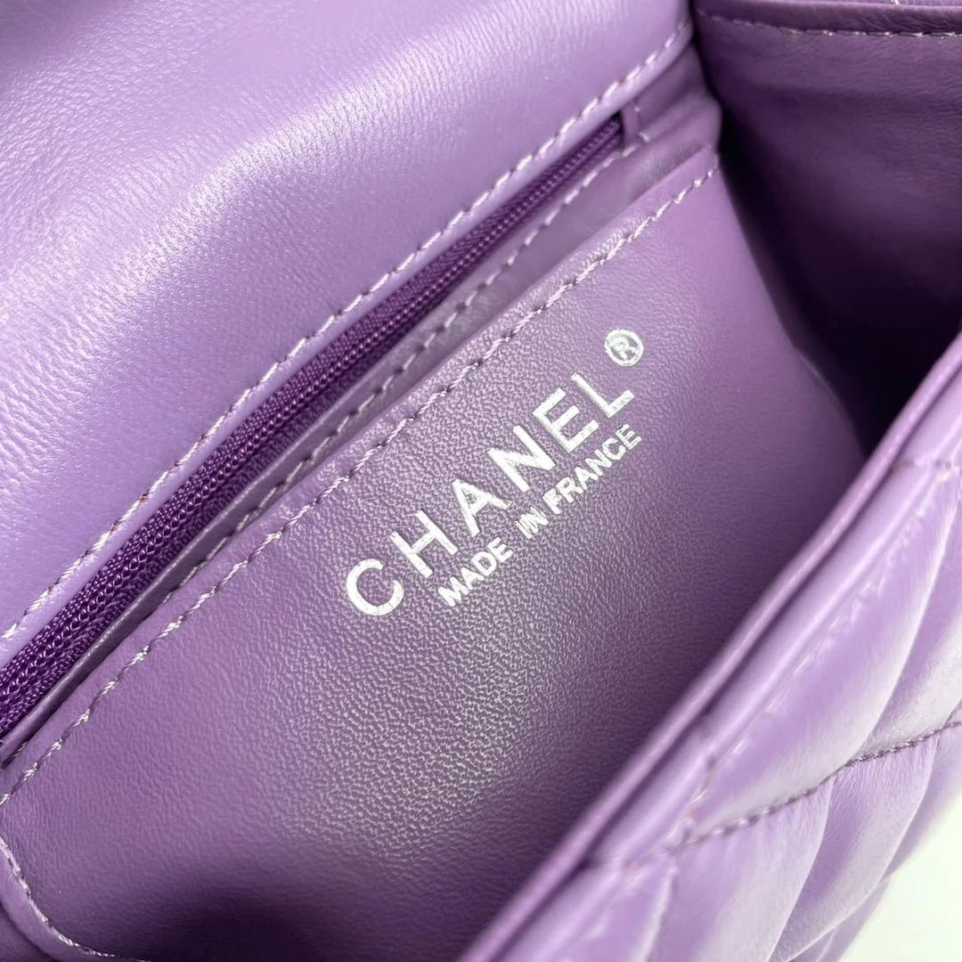Chanel cf Square Fat 1115 sheepskin leather purple size: 18*14*7cm - LITELUX