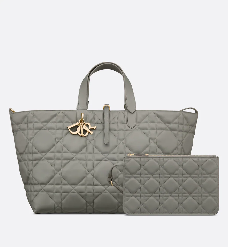 DIOR / LARGE DIOR TOUJOURS BAG Stone Gray Macrocannage Calfskin M2820OSHJ_M41G - LITELUX