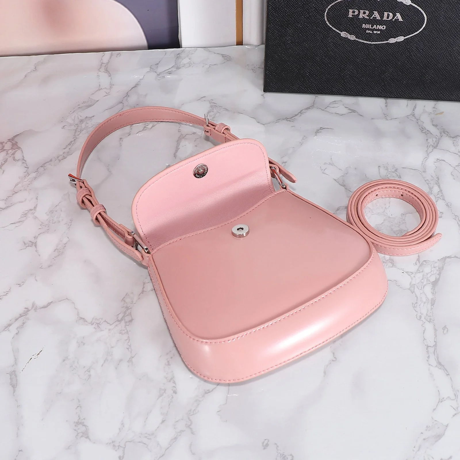 Prada hobo cleo Patent leather 611 pink size:22*13cm - LITELUX