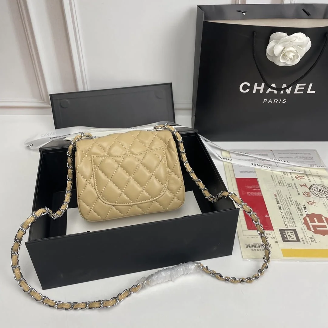 Chanel cf Square Fat 1115 sheepskin leather ginger size: 18*14*7cm - LITELUX