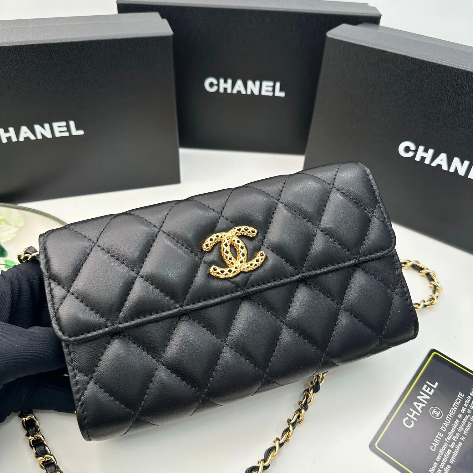 Chanel Rhombus cowhide chain crossbody bag black 8001 size: 18*10.5*3.5 cm - LITELUX