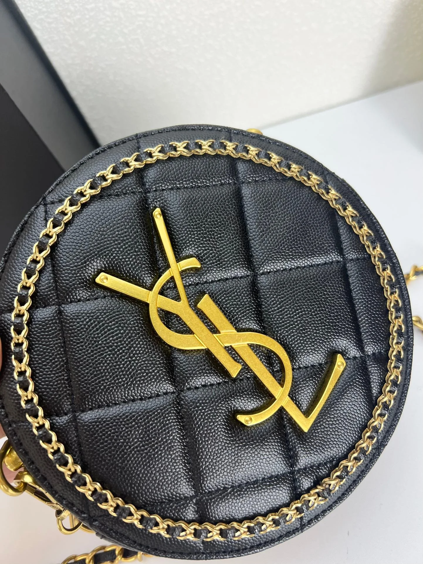 YSL round bun bag with chain strap black size: 17cm - LITELUX
