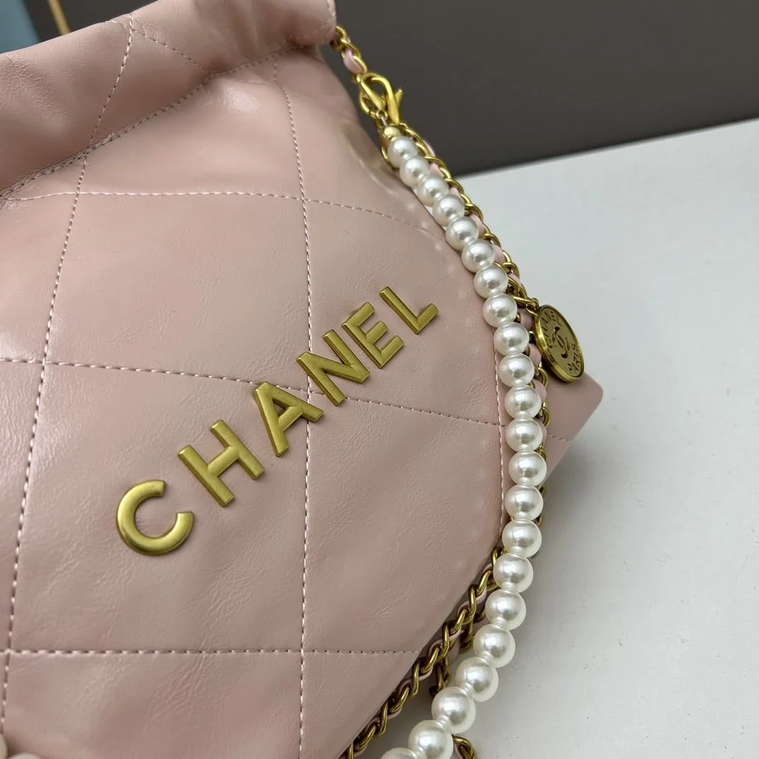 CHANEL Pearl garbage bag pink size: 23*28*22*7cm - LITELUX