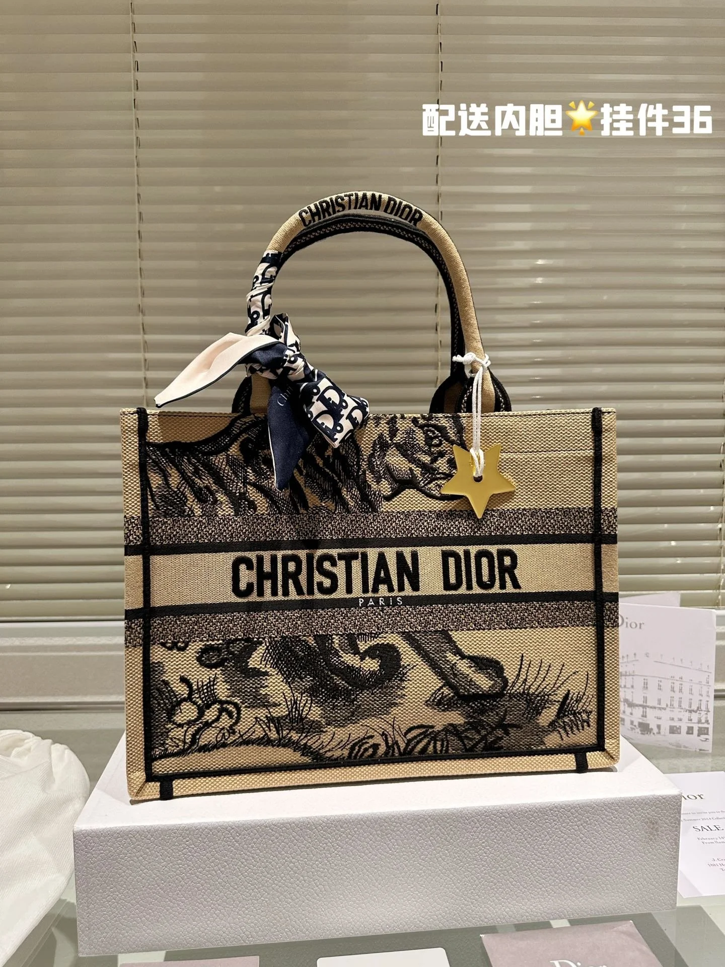 Dior 3D embossment book tote bag size: 42cm /36cm - LITELUX