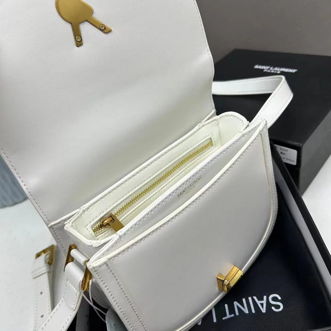 YSL saddle cowhide leather shoulder bag 0233 white size: 19*16*6cm - LITELUX
