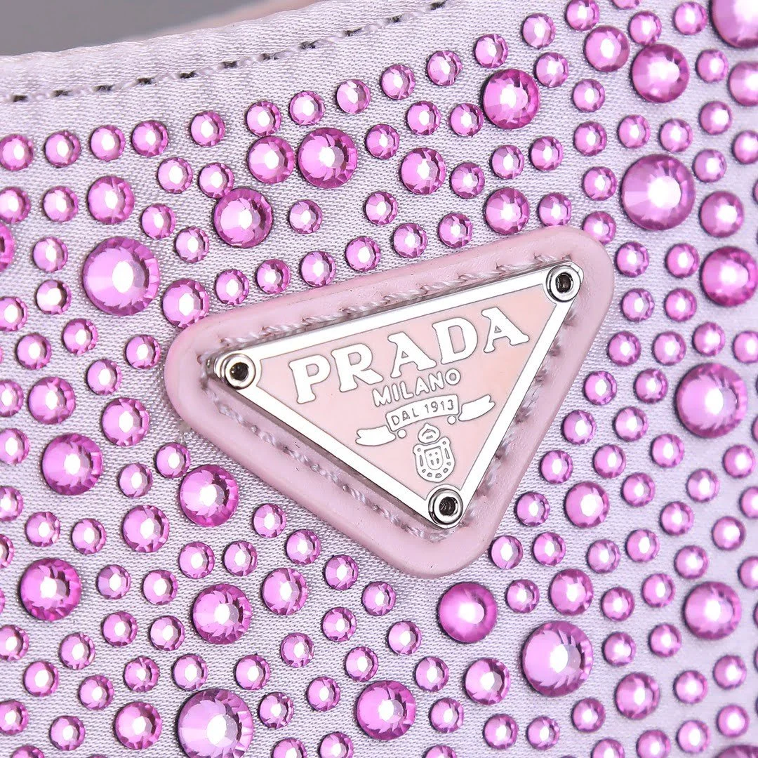 Prada Ss21 Hobo BlingBling 8801 pink size: 22*18*5cm - LITELUX