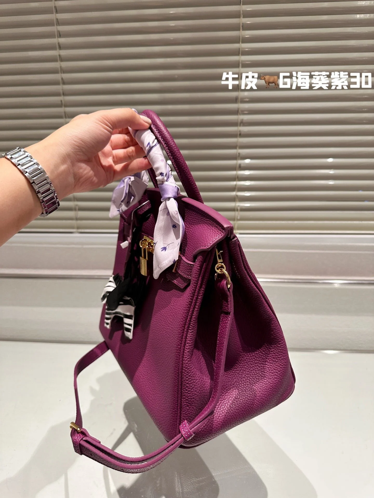 Hermès Birkin Togo Calf Gold Hardware Actino violet size: 30Cm/ 25Cm - LITELUX
