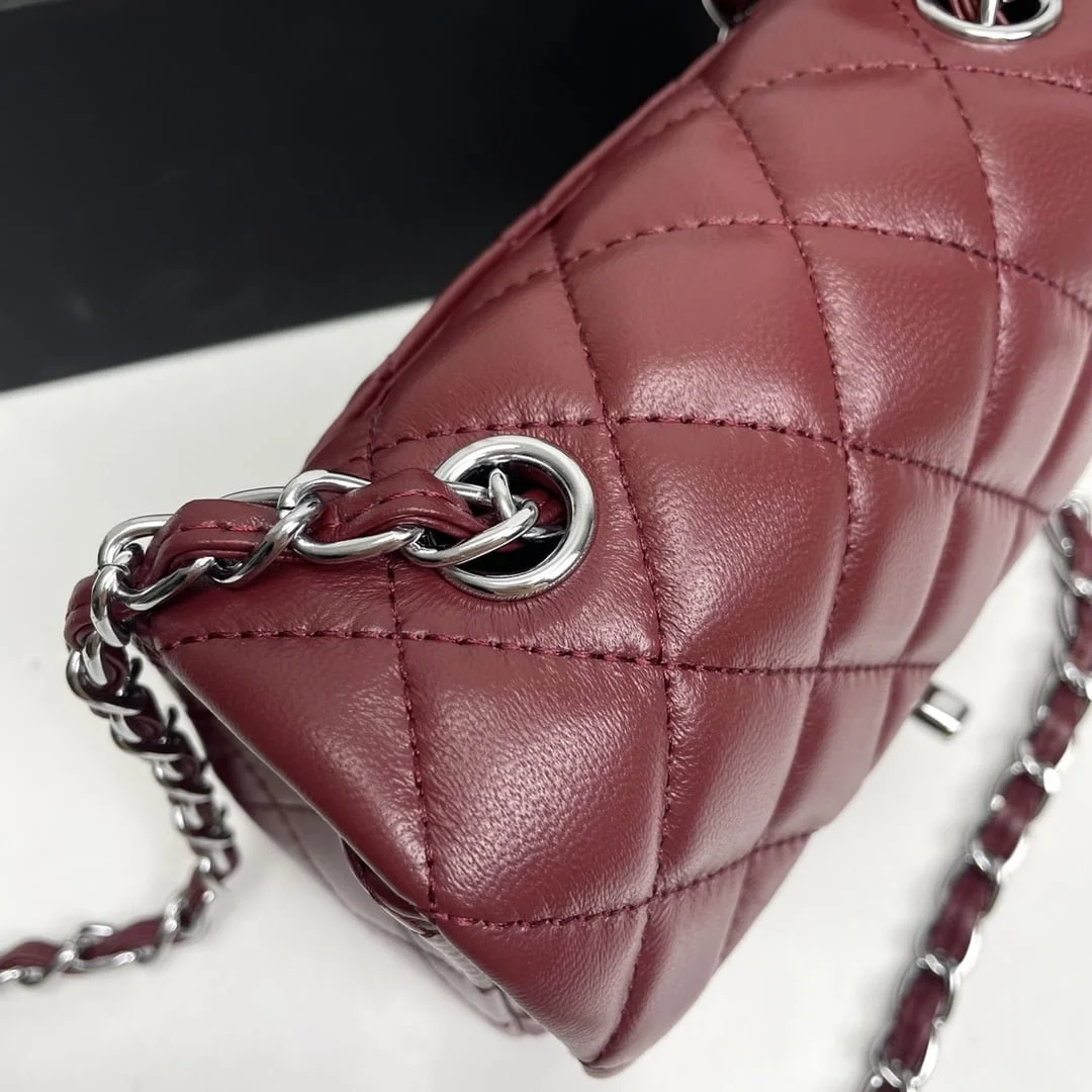 Chanel cf Square Fat 1115 sheepskin leather red size: 18*14*7cm - LITELUX