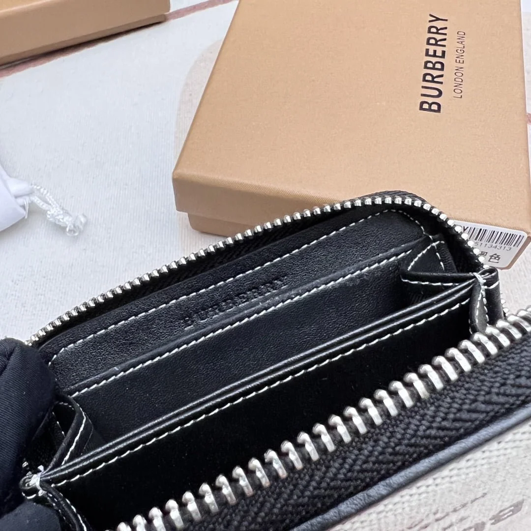Burberry Logo-printed leather zipper money clip wallet size: 11 * 8.5cm - LITELUX
