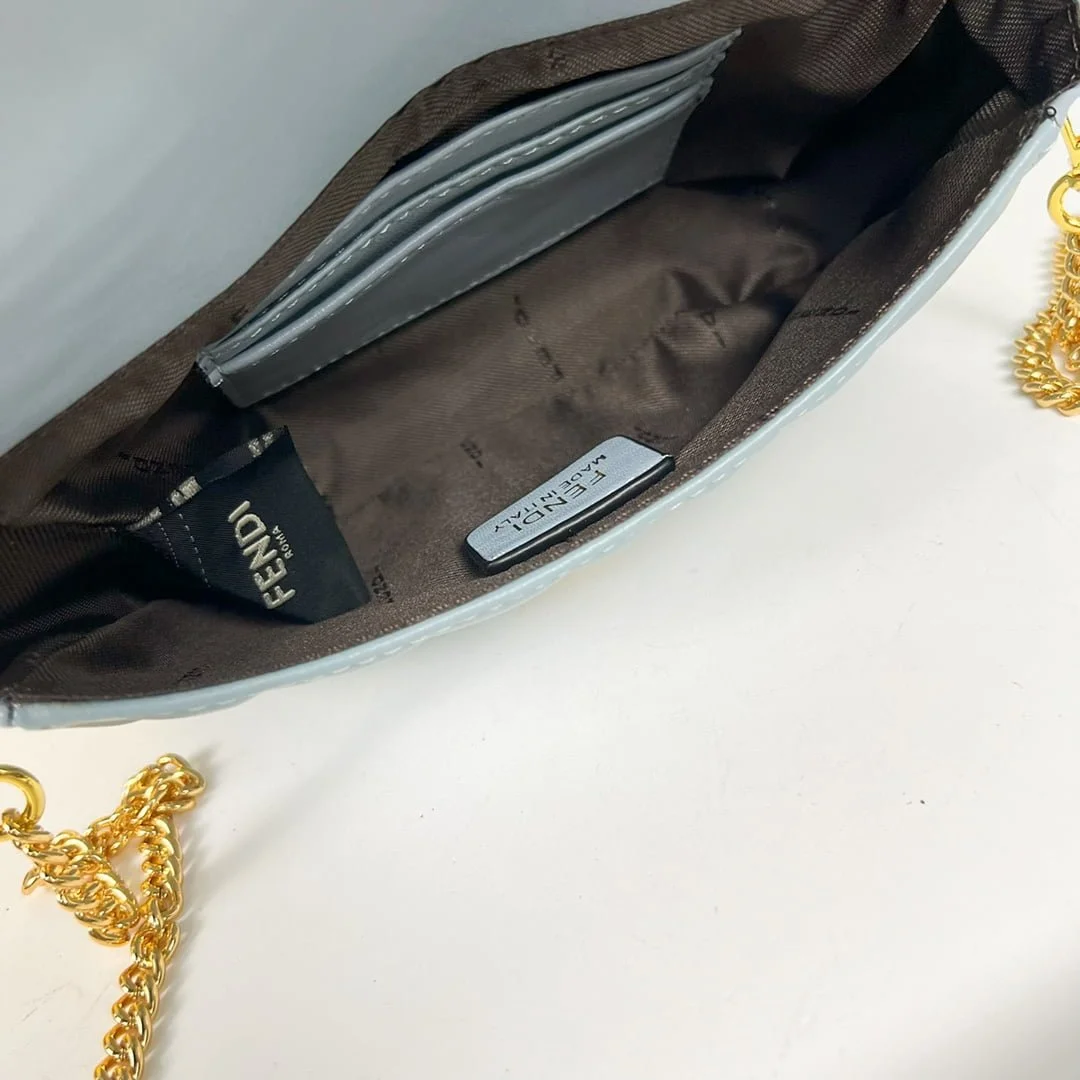 FENDI BAGUETTE Mini Chain Strap Light Blue Handbag Size: 4*18*11cm - LITELUX