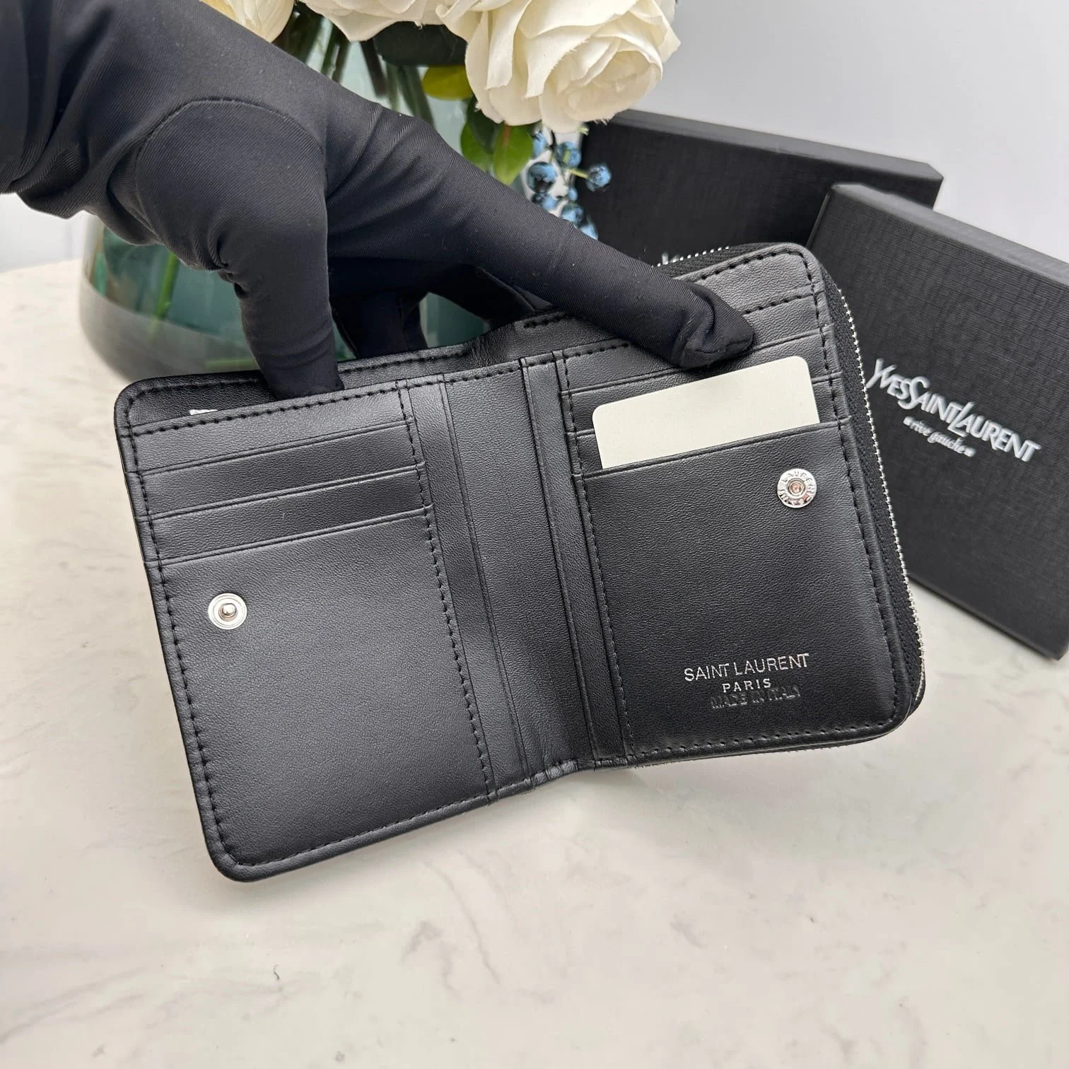 YSL SLP short round zipper money clip wallet 1890 size:12*10*3CM - LITELUX