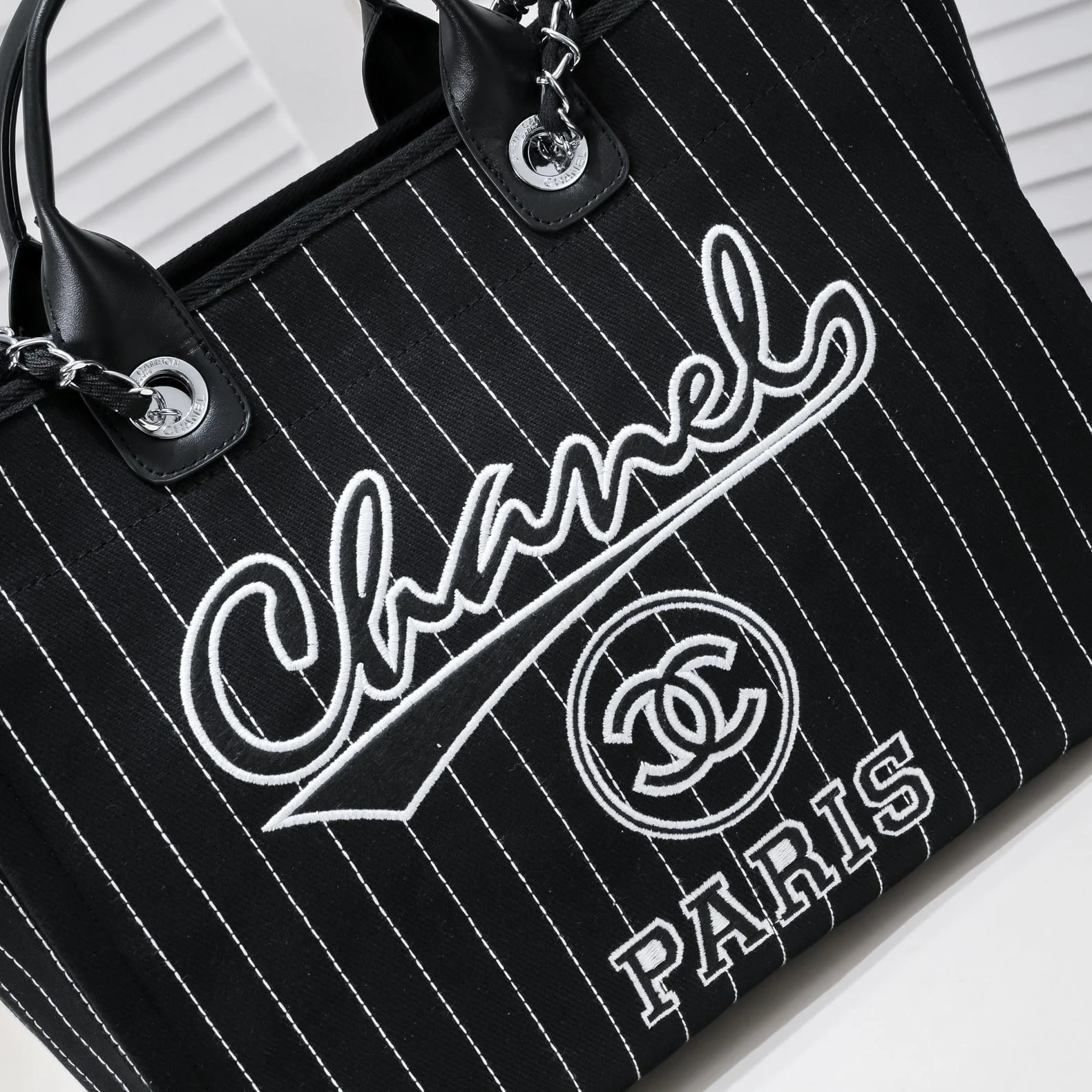 Chanel new beach bag denim bag Black with little wallet size: 48*38*30*14cm - LITELUX