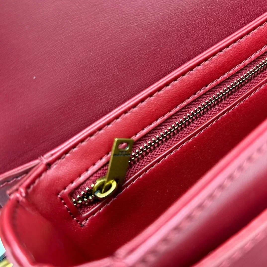 YSL saddle cowhide leather shoulder bag 0233 wine red size: 19*16*6cm - LITELUX