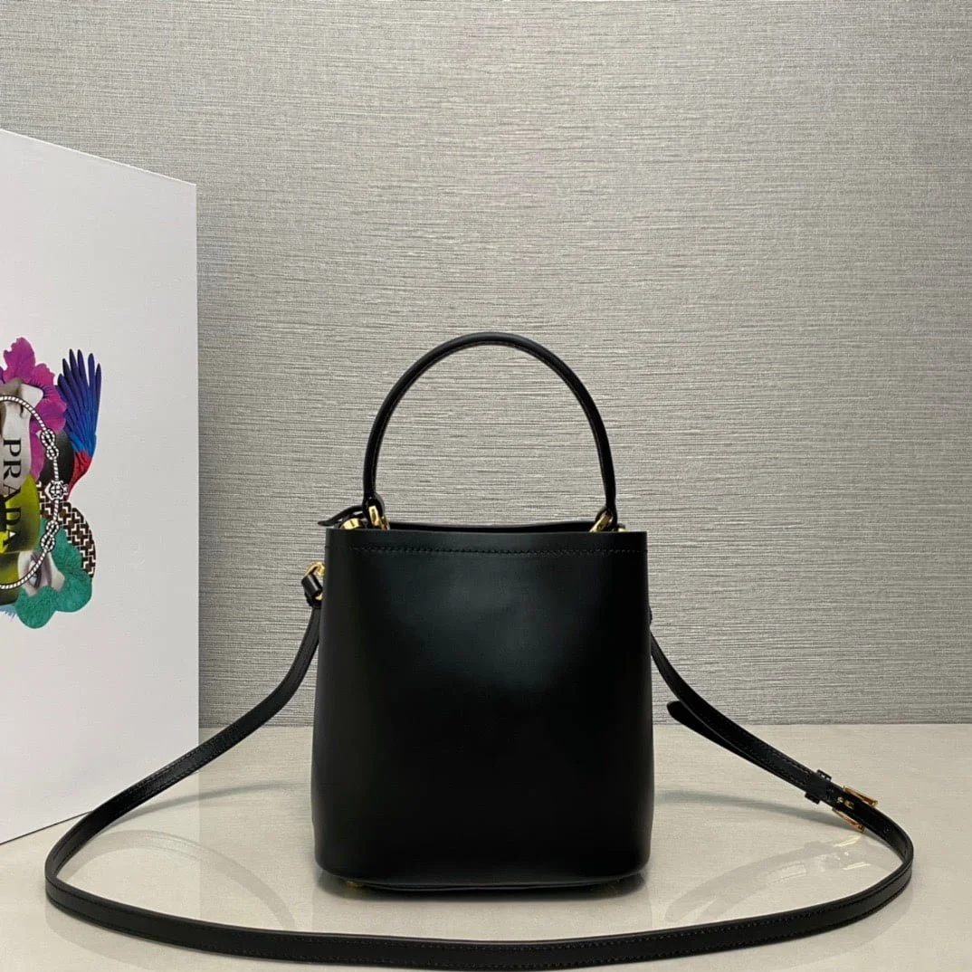 Prada Panier Plain cowhide Bucket bag black size: 15*16*9.5cm - LITELUX