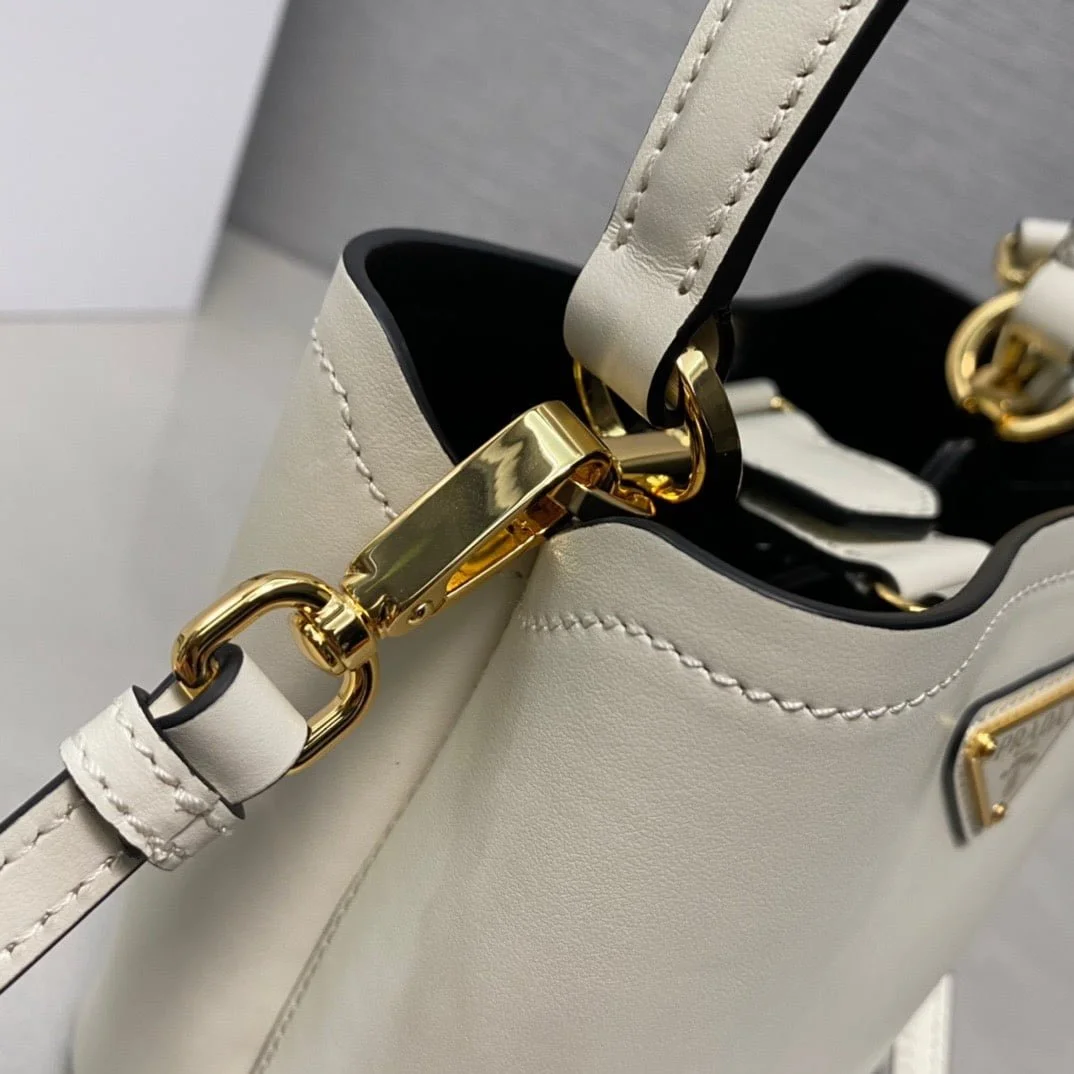Prada Panier Plain cowhide Bucket bag white size: 15*16*9.5cm - LITELUX