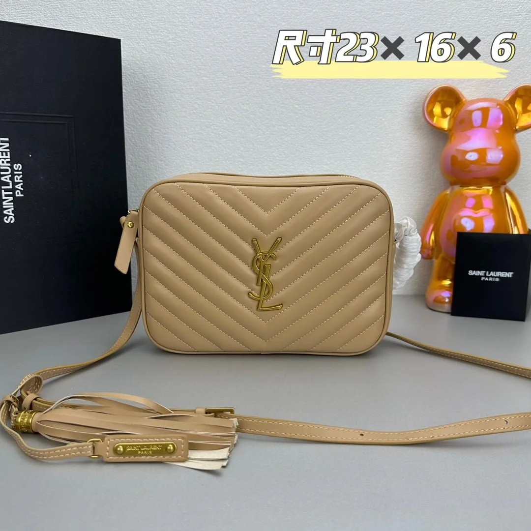 YSL MONOGRAM SAINT LAURENT LOU quilted leather camera bag khaki with gold hardware 520534 size: 23*16*6CM - LITELUX