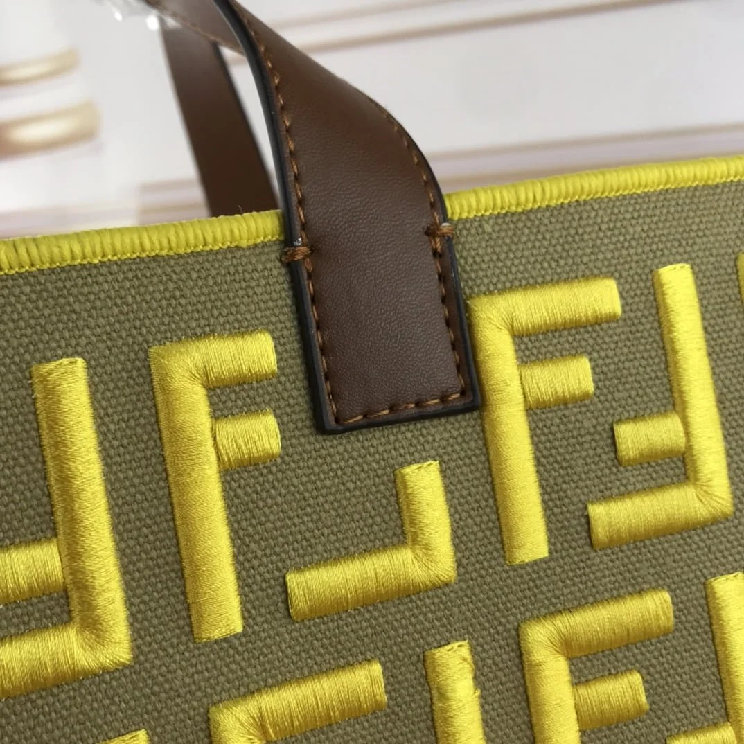 FENDI peekaboo Canvas Tote with mobile phone bag yellow 2118 Size: 37*32 cm - LITELUX