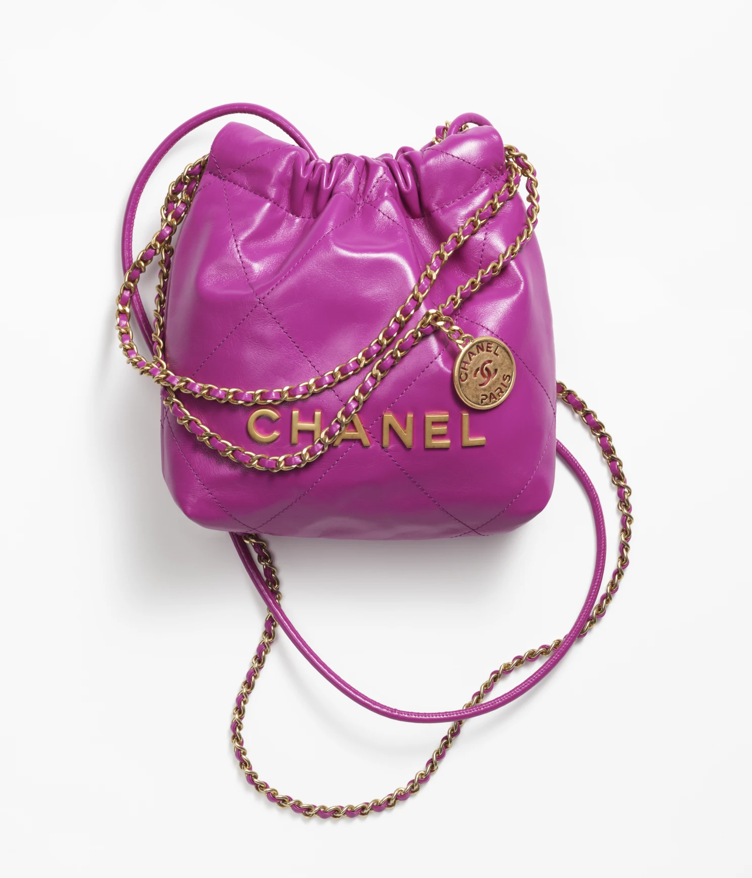 CHANEL / CHANEL 22 MINI HANDBAG Shiny Calfskin & Gold-Tone Metal Purple Ref. AS3980 B08037 NQ338 - LITELUX