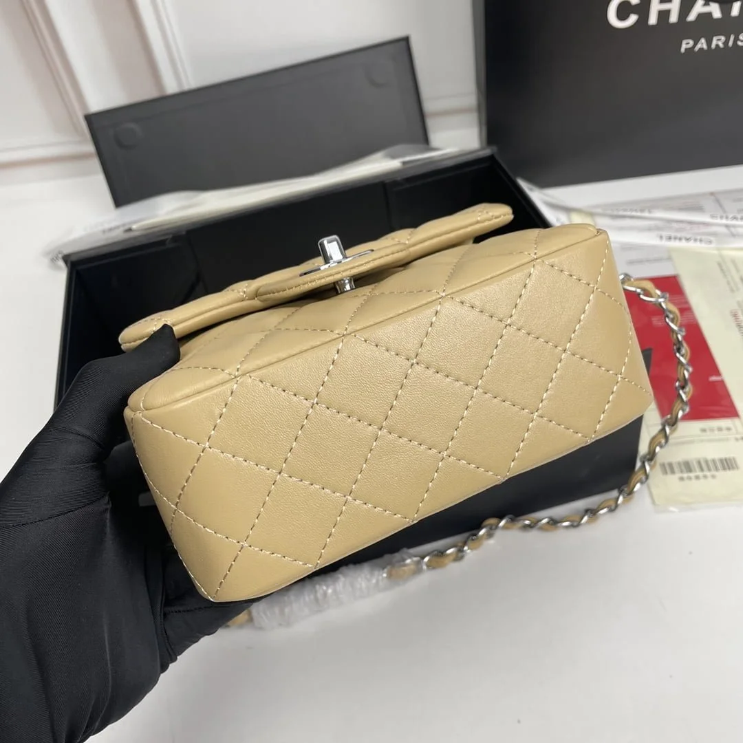 Chanel cf Square Fat 1115 sheepskin leather ginger size: 18*14*7cm - LITELUX