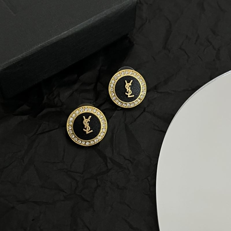 Saint Laurent YSL Diamond-Encrusted Earrings - Black - LITELUX
