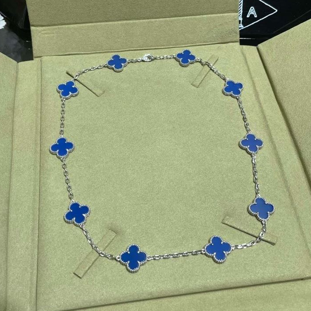 Van Cleef & Arpels Vca Cross Flower Necklace - White Gold - LITELUX