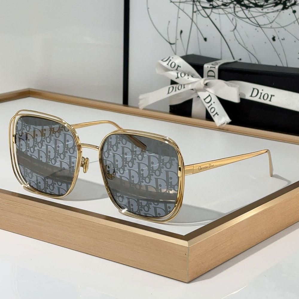 Dior Gold Metal Gold Frame Fashion sunglasses Top quality() - LITELUX
