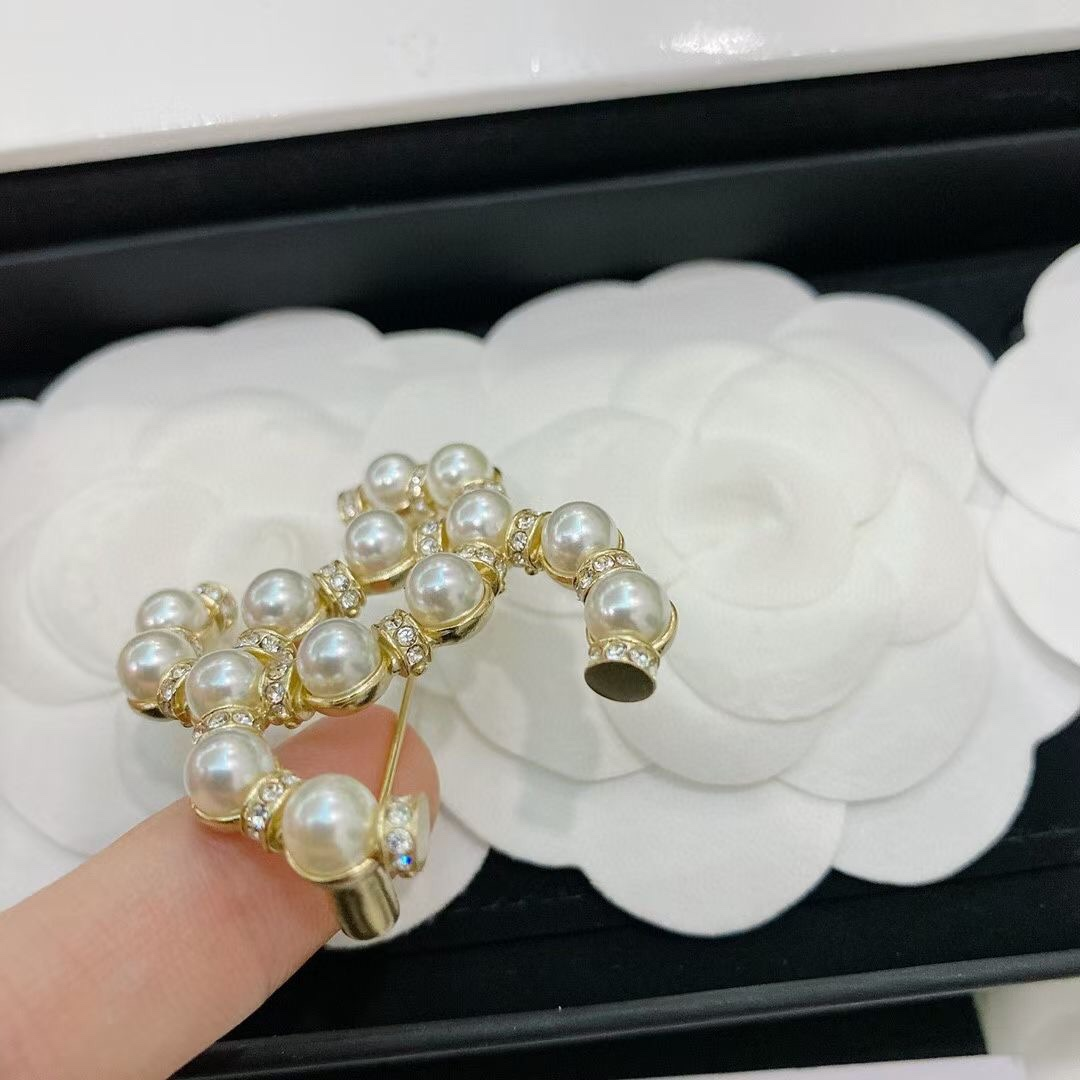 Chanel Double C Pearl Brooch - LITELUX