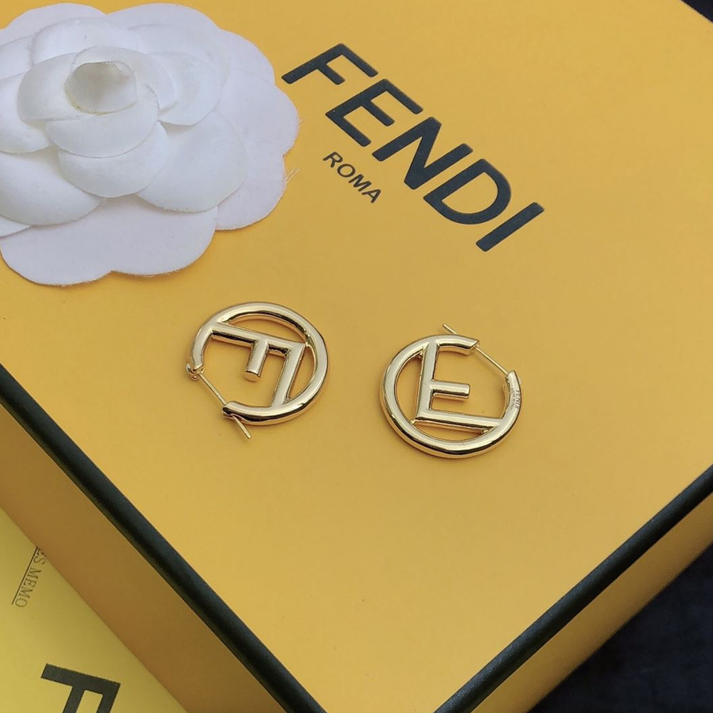 Fendi hollow letter earrings - Gold - LITELUX