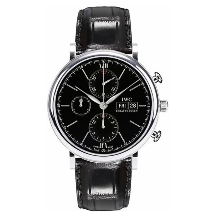 IW391008 IWC Portofino Chronograph Automatic Mens Black Watch - LITELUX