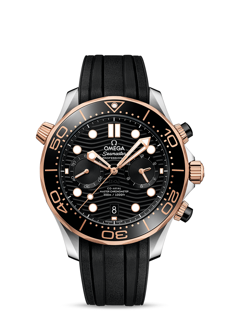 Seamaster Diver 300m CHRONOGRAPH Sedna™ Gold Black 44mm - LITELUX