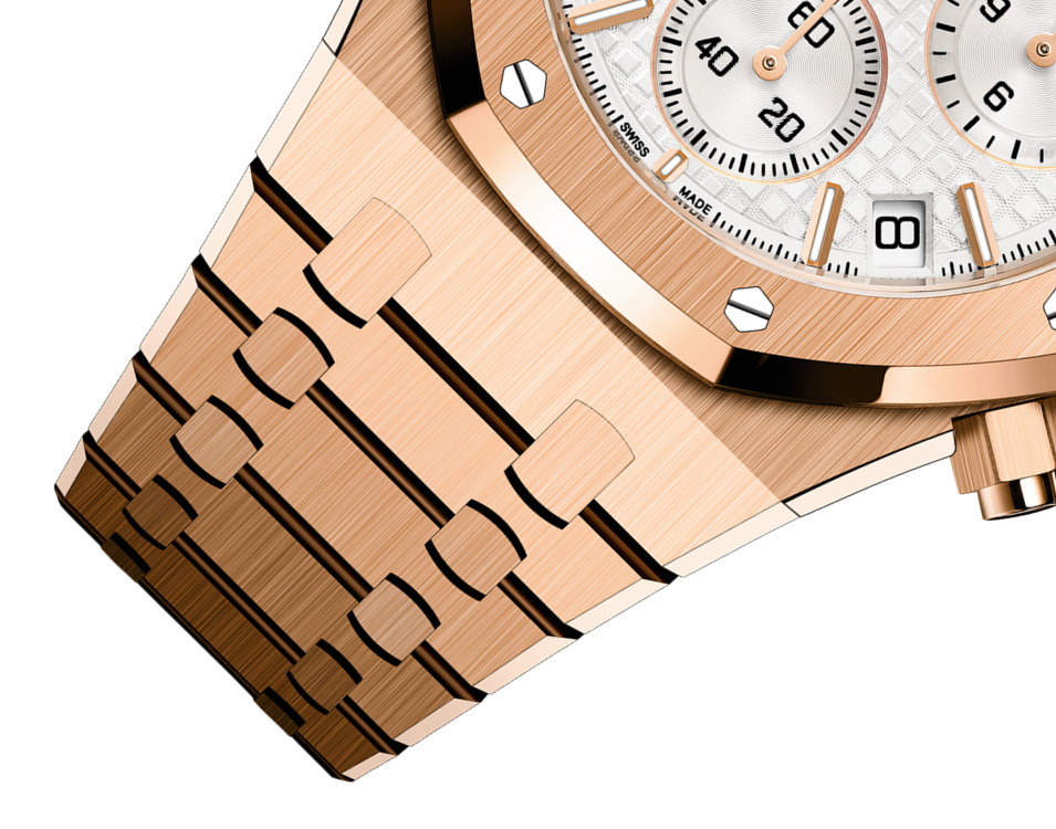 ROYAL OAK Pink Gold Silver-Toned Dial CHRONOGRAPH 41mm - LITELUX