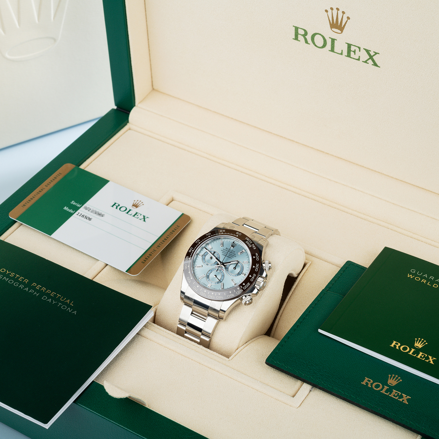 Rolex Cosmograph Daytona 40mm Platinum Ice-Blue Dial m116506-0002 Unworn - LITELUX