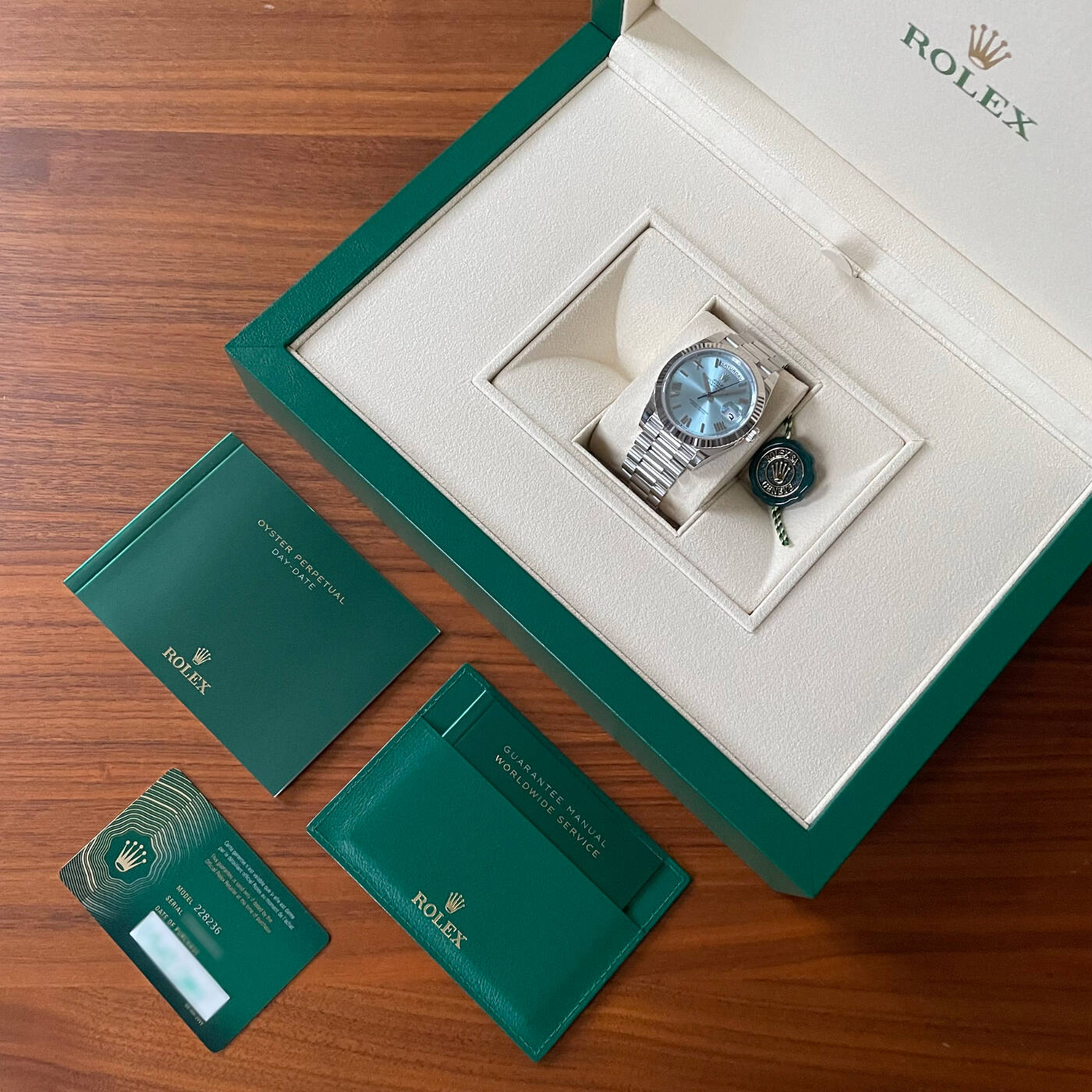 Rolex Oyster Perpetual Day-Date President 40mm in Platinum with Ice-Blue Dial Men's Watch 228236-0012 Unworn - LITELUX