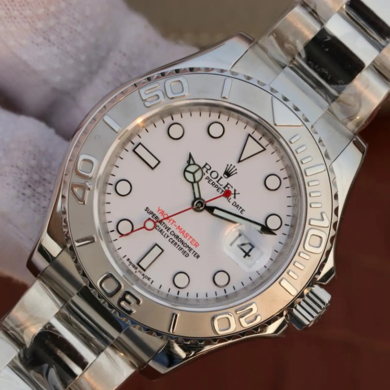 Rolex YACHT MASTER 1 PURE SILVER ( BLACK & WHITE DIAL ) STAINLESS STEEL 40MM - LITELUX