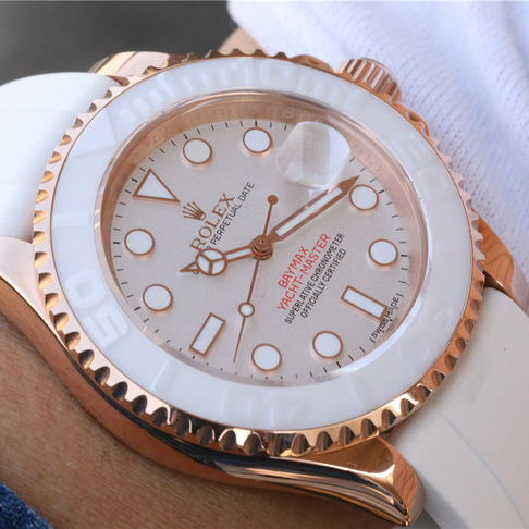 Yacht-Master 1 Baymax Rose Gold Mix White Rubber Strap 40mm - LITELUX