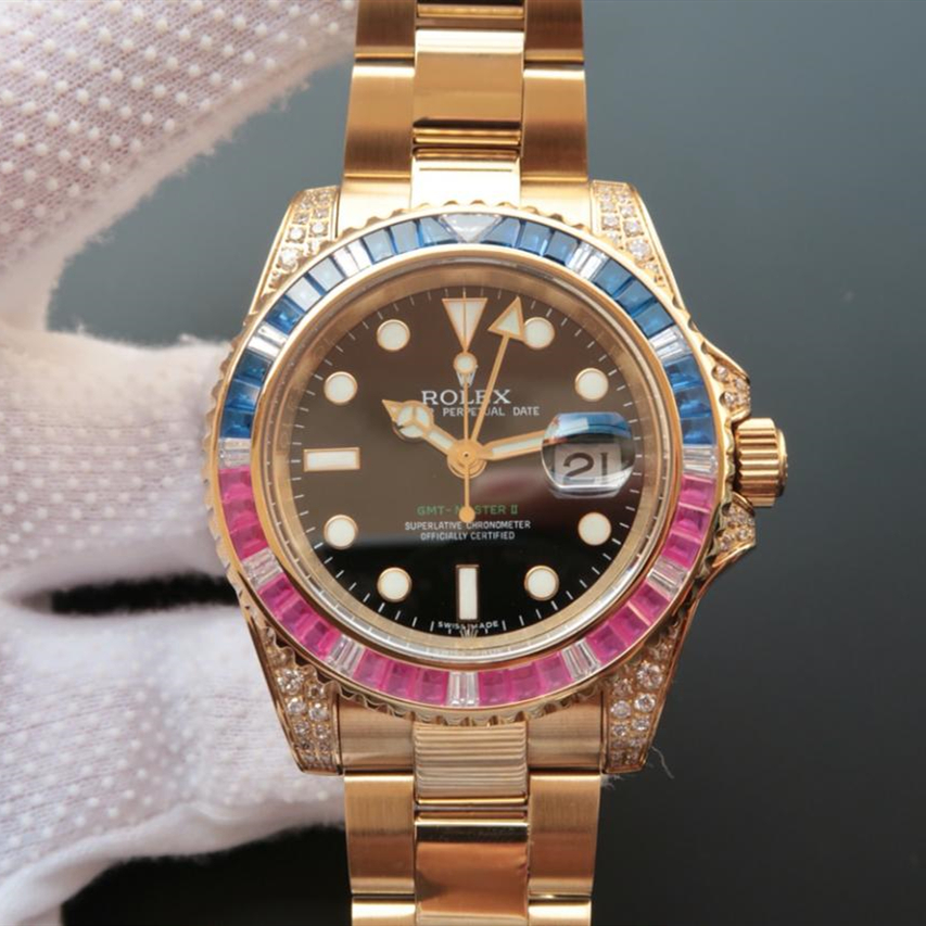 Rolex SUBMARINER GOLDEN BLUE / RED DIAMOND BLACK DIAL 40MM - LITELUX