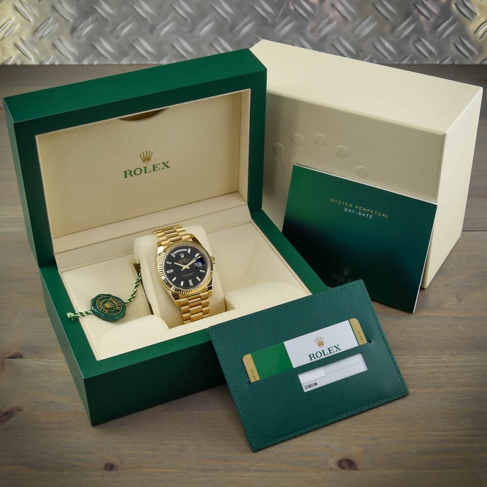 ROLEX 228238 DAY-DATE 40MM PRESIDENT 18K YELLOW GOLD SILVER ROMAN DIAL - LITELUX