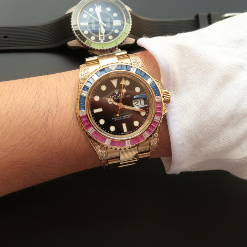 Rolex SUBMARINER GOLDEN BLUE / RED DIAMOND BLACK DIAL 40MM - LITELUX